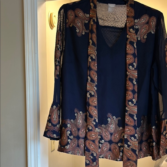 Chico’s Paisley Dot Print Blouse - Picture 1 of 8